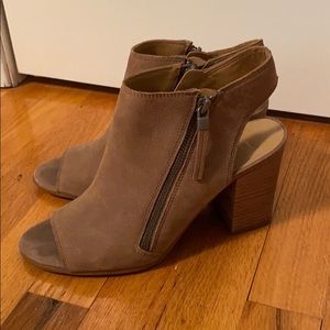 Peep toe heeled booties